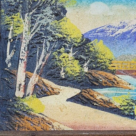 Vintage Puerto Rico Mountain Landscape 3D Picture With Bamboo Frame - Picture 3 of 7